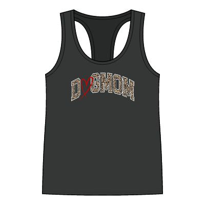 Dog Mom Leopard Print Racerback Tank — Women's Cute Paw-Print Graphic